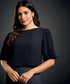 Wide Neck Crushed Formal Black Top